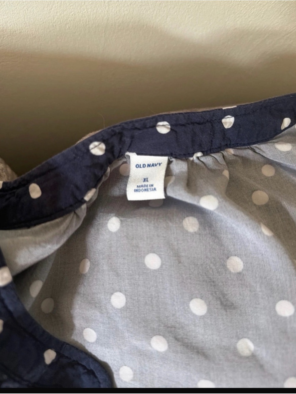 Old Navy Navy and White Polka Dot Blouse - Picture 3 of 3
